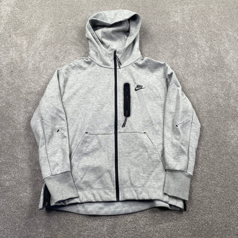 Nike Tech Fleece Full Zip Hoodie Light Gray Black Women's S Sweatshirt DD5624